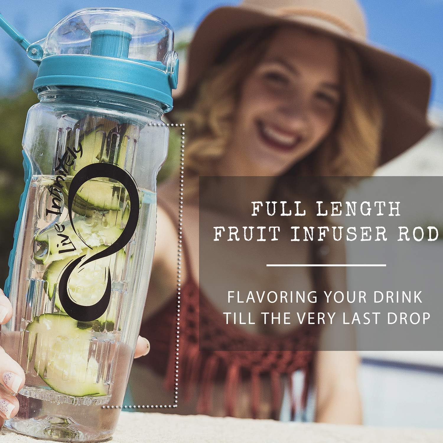 Infuser Water Bottle with Sleeve & Tracker