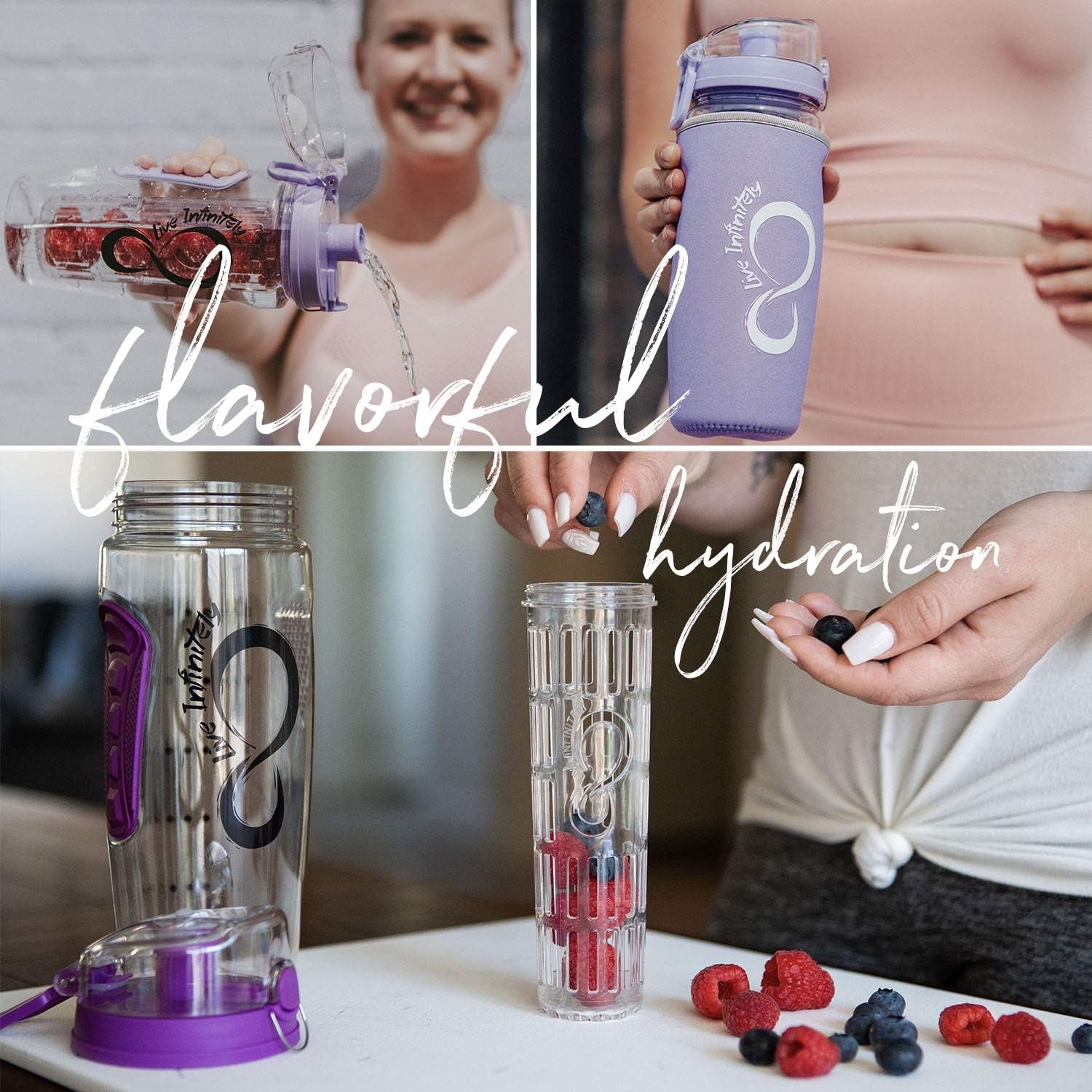 Infuser Water Bottle with Sleeve & Tracker